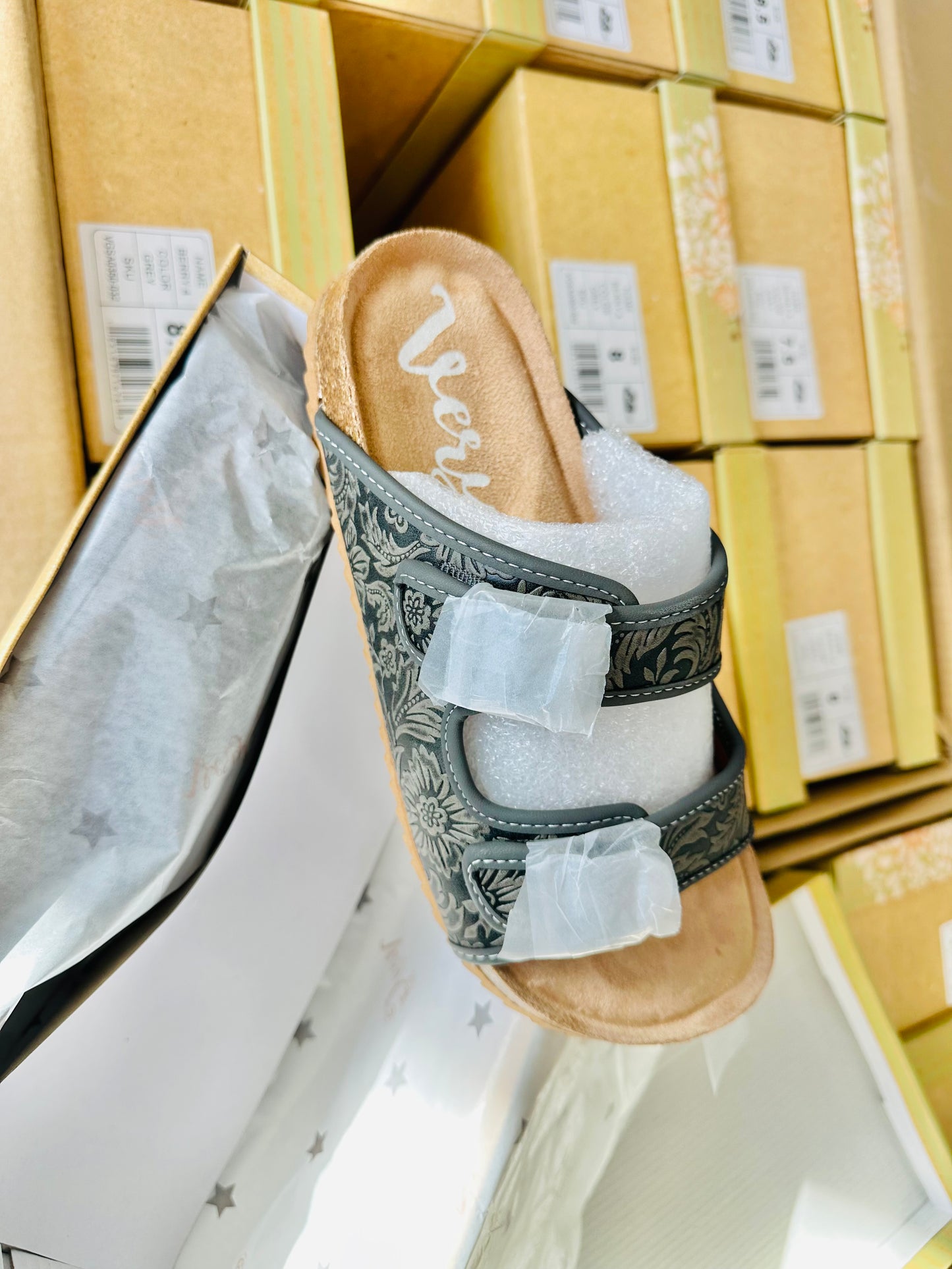 Tambra Viral Tooled Double Buckle Slides