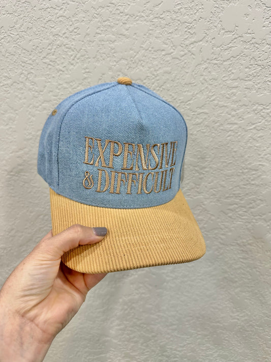 Expensive & Difficult Denim & Corduroy Embroidered Hat RTS
