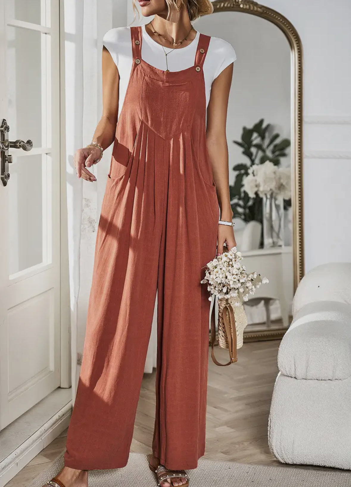 Boho Spring Wide Leg Overall Jumpsuit PreO