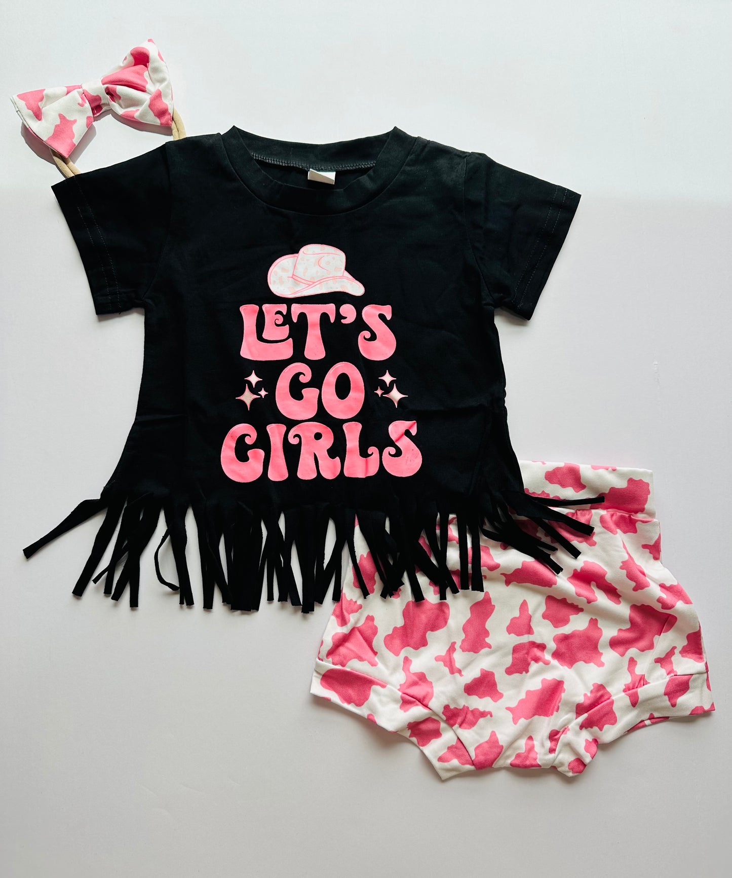 Let’s Go Girls Fringe Top + Bummies + Nylon Bow