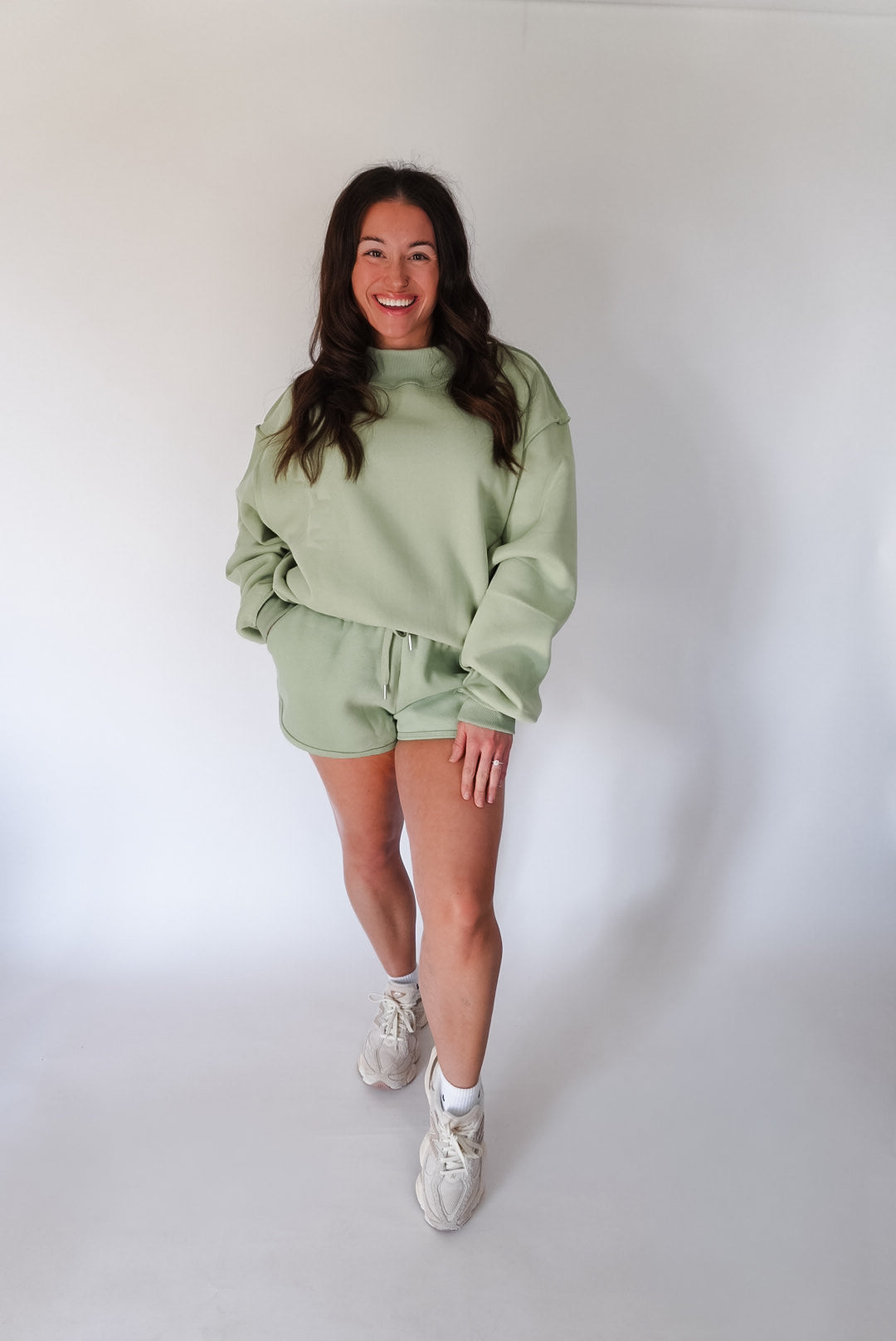 Sage Drawstring Solid Scuba Dolphin Shorts