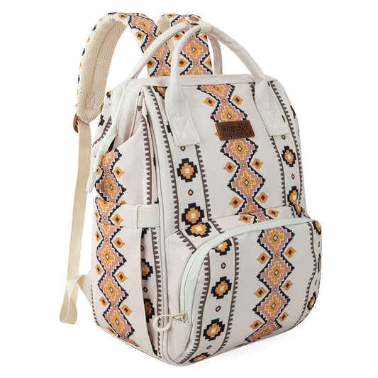 Aztec Cream Wrangler Bag / Diaper Bag - Yellow Interior