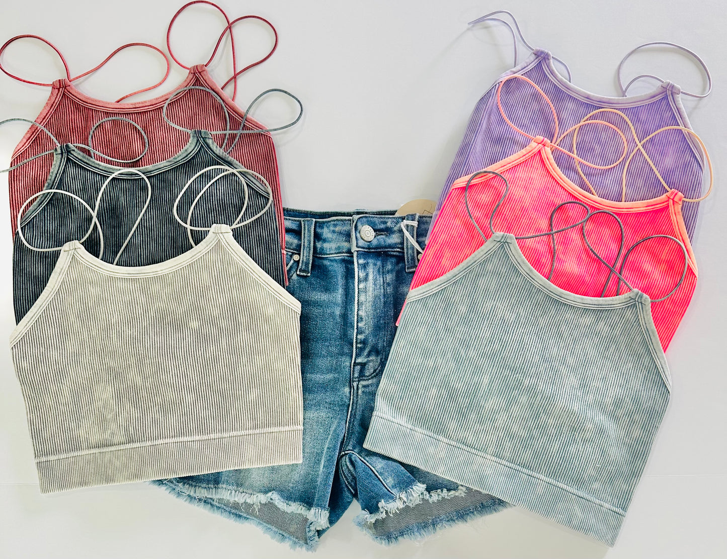 Baylor Acid Washed Spaghetti Strap Bralette RTS