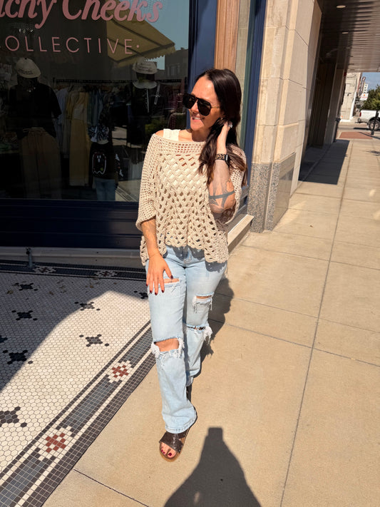 Sand Sip & Shop Scalloped Poncho
