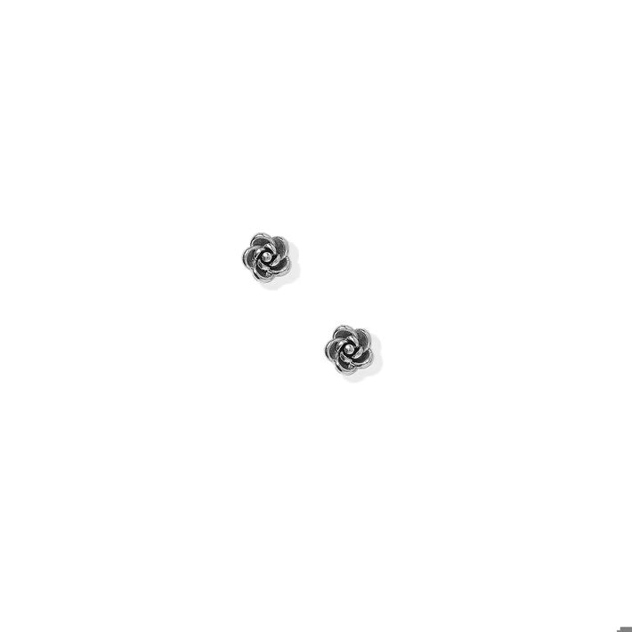 Silver Rose Flatback Stud Earrings