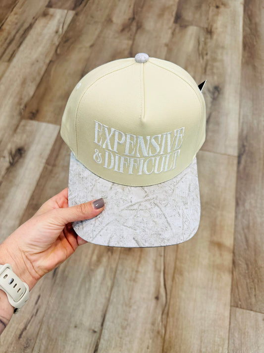 Expensive & Difficult White Camo Embroidered Hat RTS