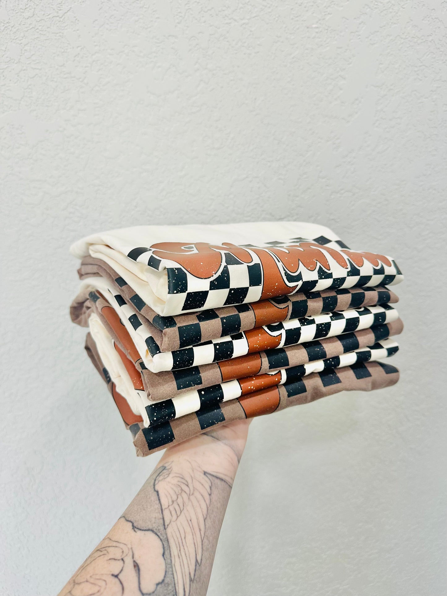 Mocha Checkered Mama on Comfort Colors