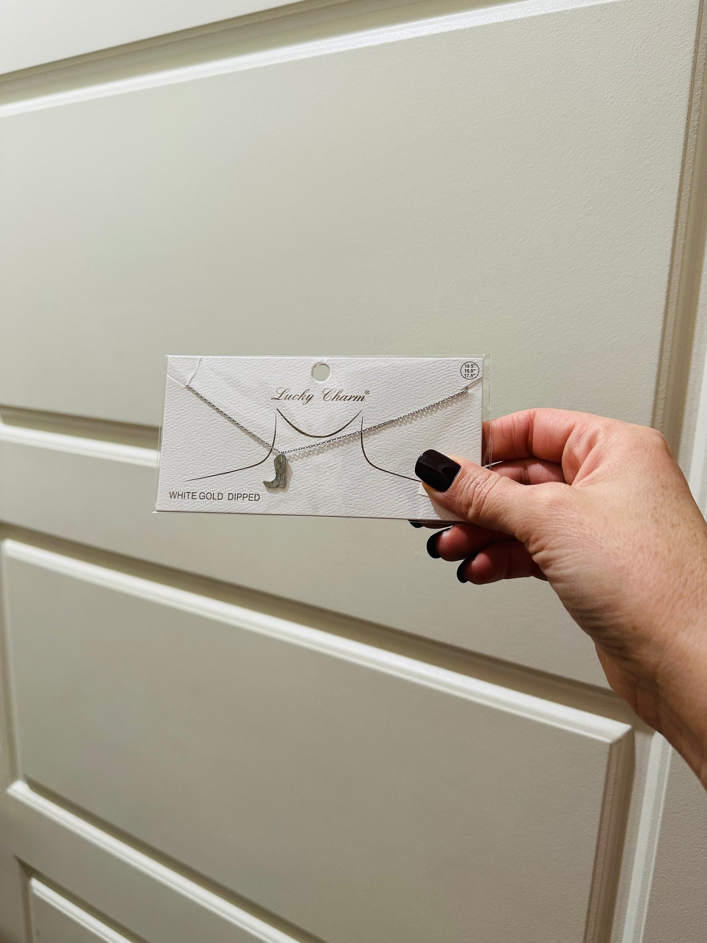 White Gold Dipped Cowboy Boot Necklace