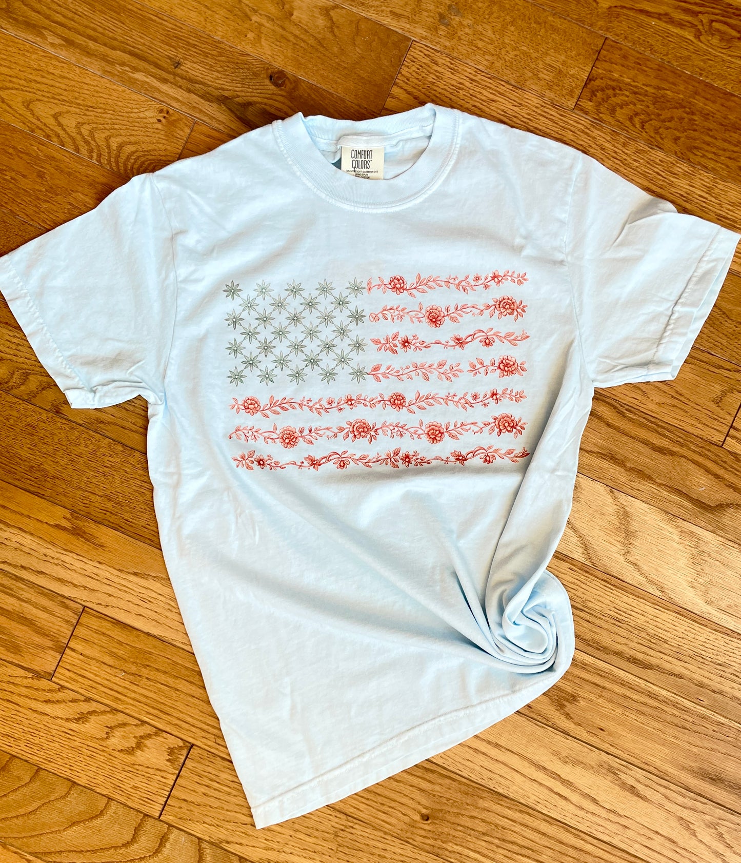 Floral American Flag Tee Adult