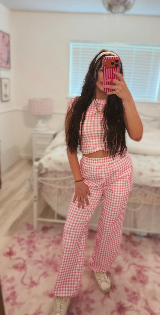 Pink Gingham Two Piece Set PRE