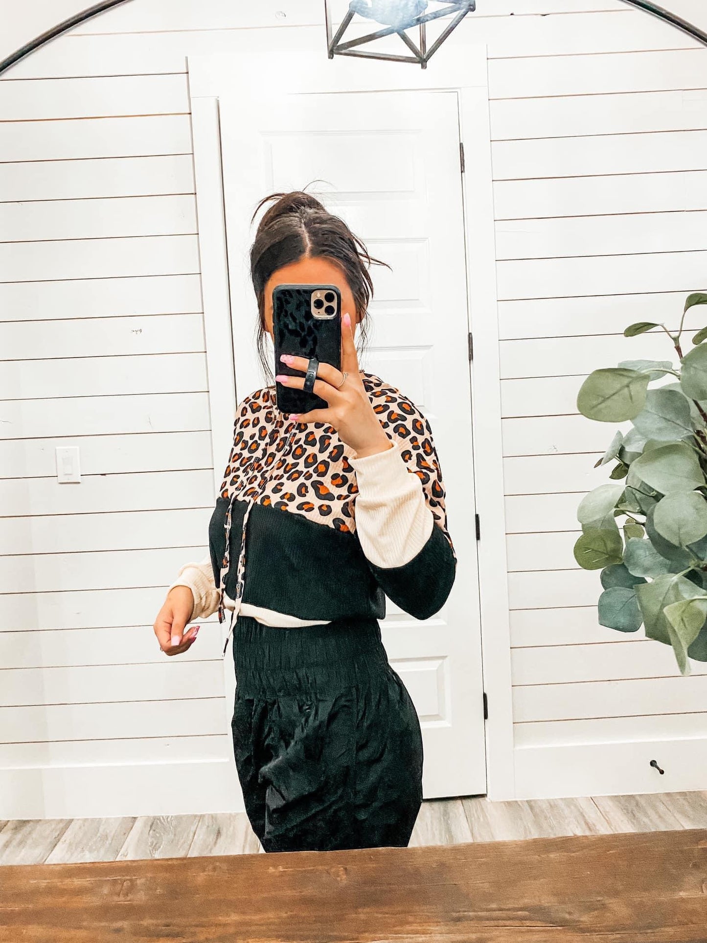 Leopard Colorblock Hoodie