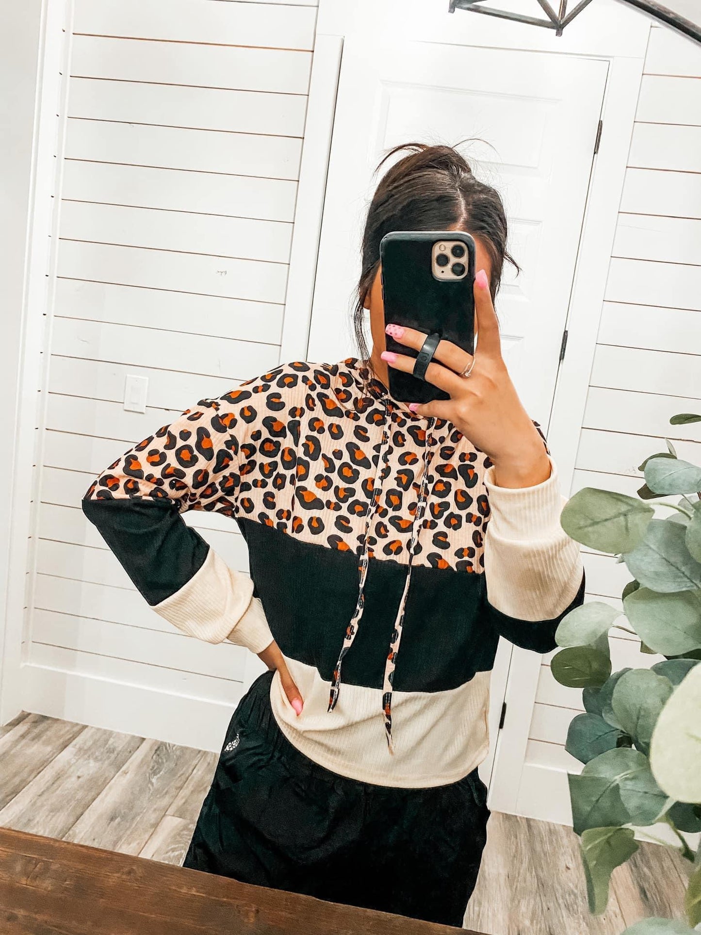 Leopard Colorblock Hoodie