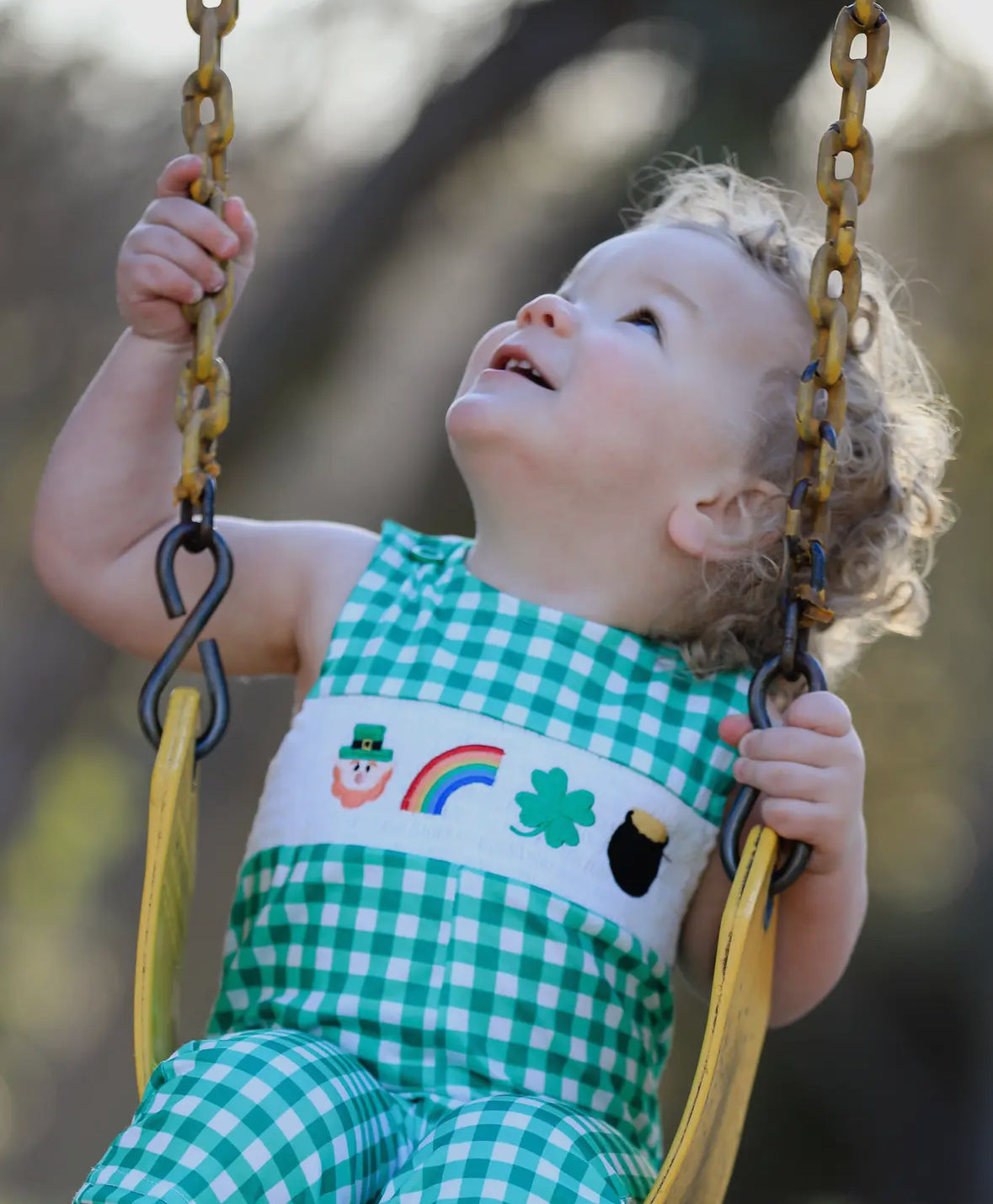 Gingham Smocked St. Patrick’s Day Jumper RTS!