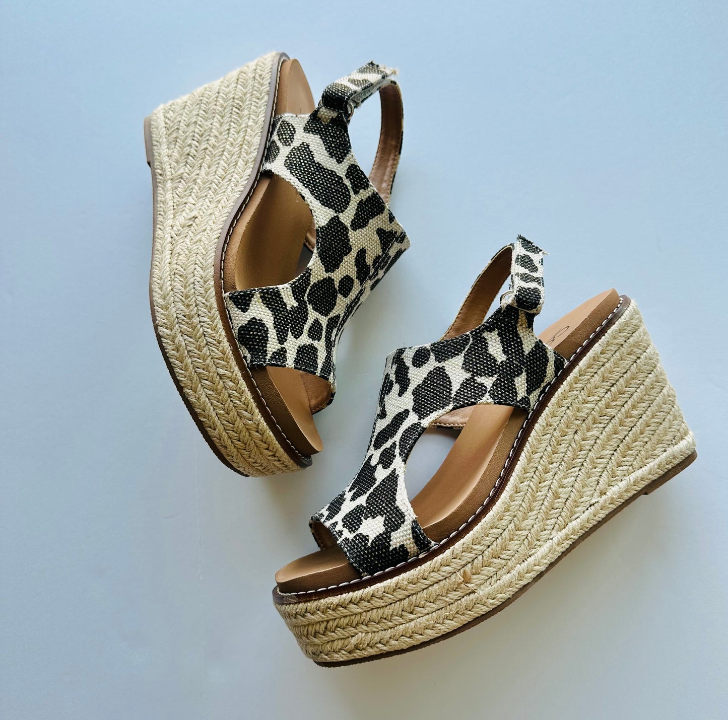 St. Tropez Wild Black Metallic Leopard Wedge