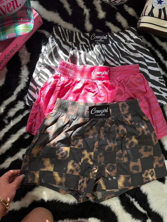 Leopard Checkered Cowgirl Couture Boxers PRE