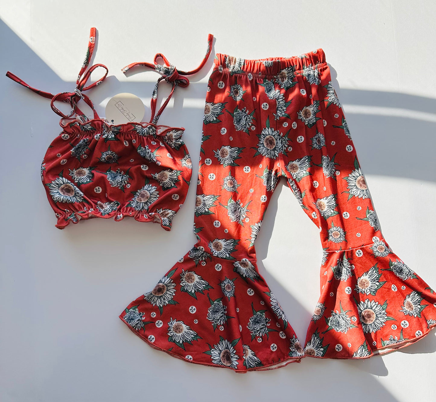 Rust Floral Bell Bottom Set