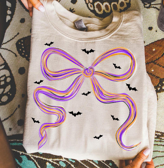 Batty Purple + Orange Coquette Natural Tee RTS