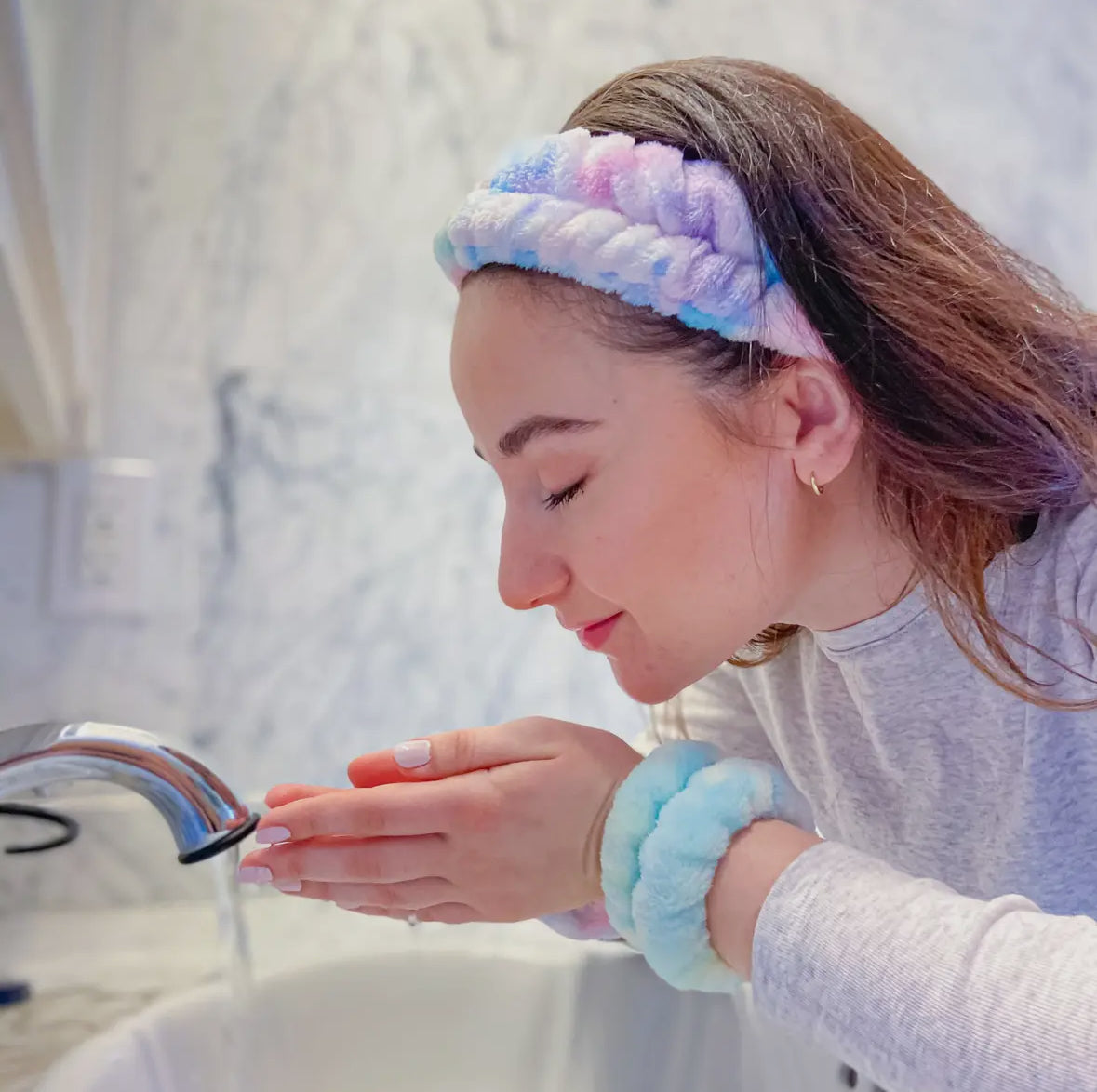 Face Washing Spa Headband + Wristband Set