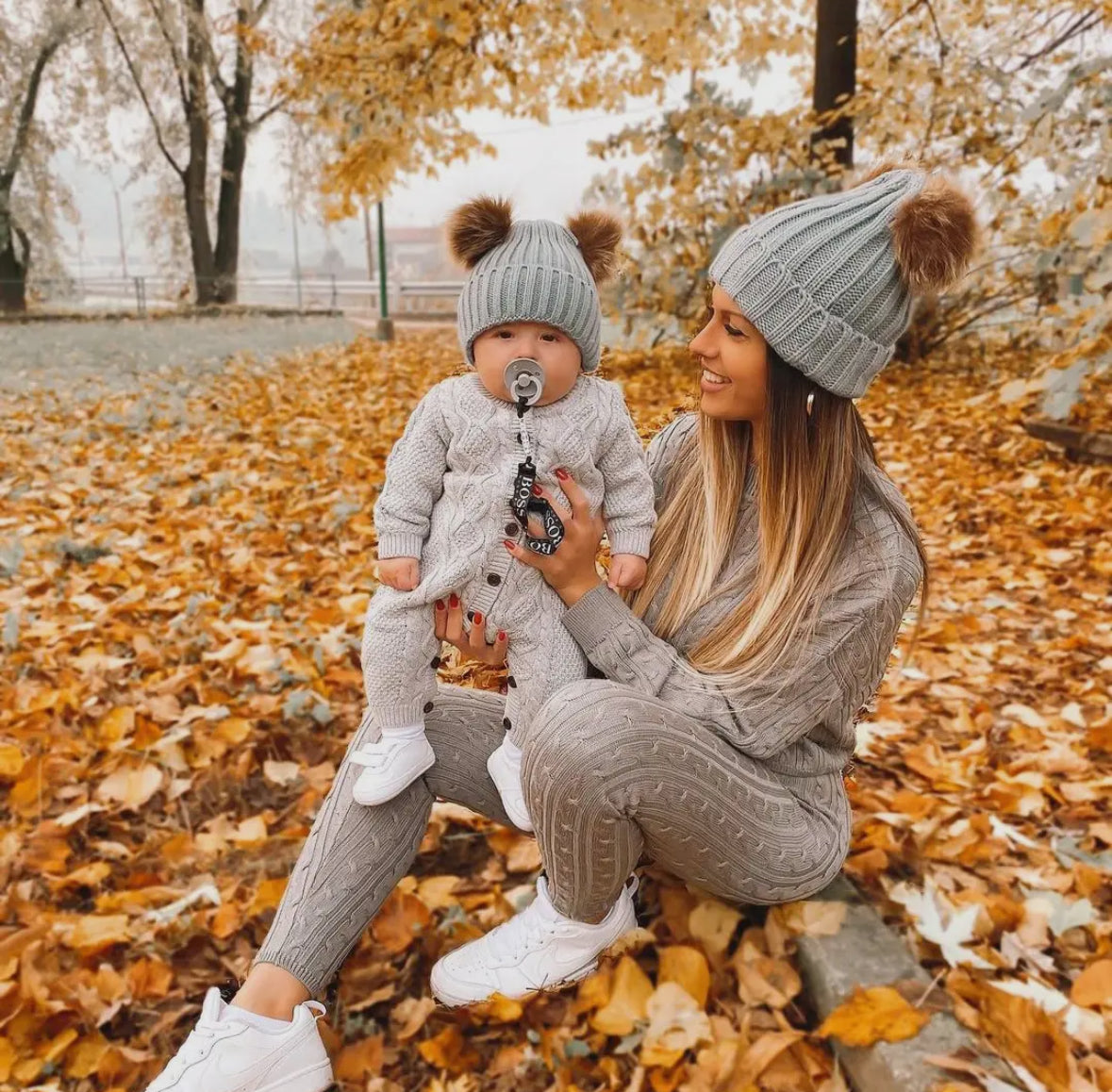 Mama + Mini Double Pom Pom Stocking Beanie