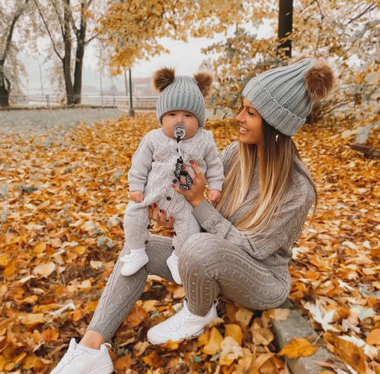 Mama + Mini Double Pom Pom Stocking Beanie