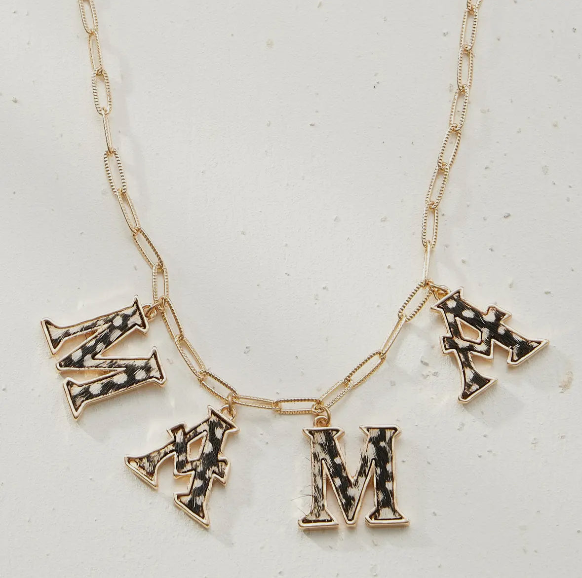 Genuine Leather Animal Print Western Mama / Love Necklace RTS