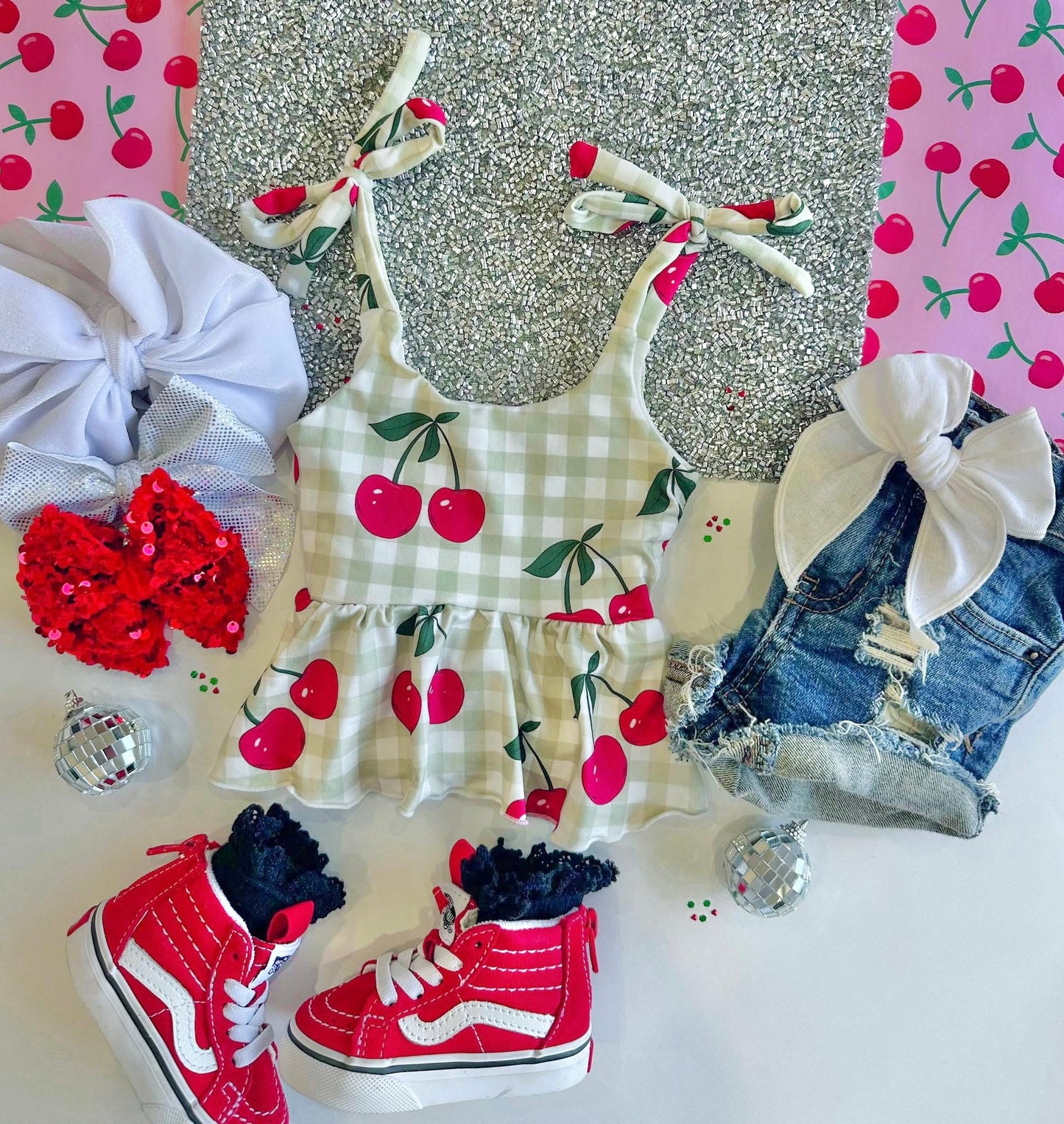 Tie Top Cherry Peplum RTS