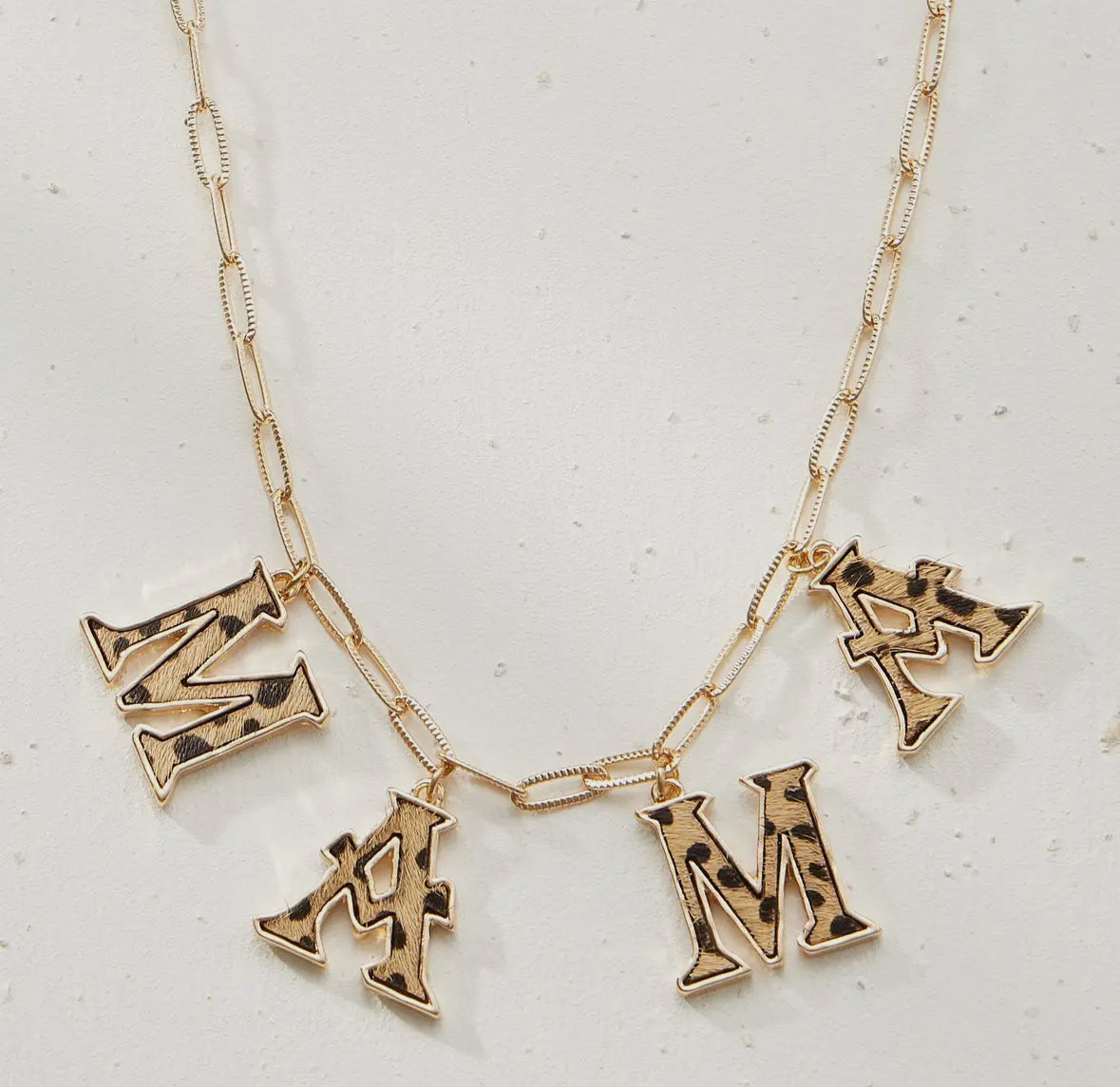 Genuine Leather Animal Print Western Mama / Love Necklace RTS