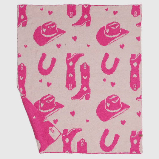 Kids Reversible Cowgirl Luxe Throw Blanket
