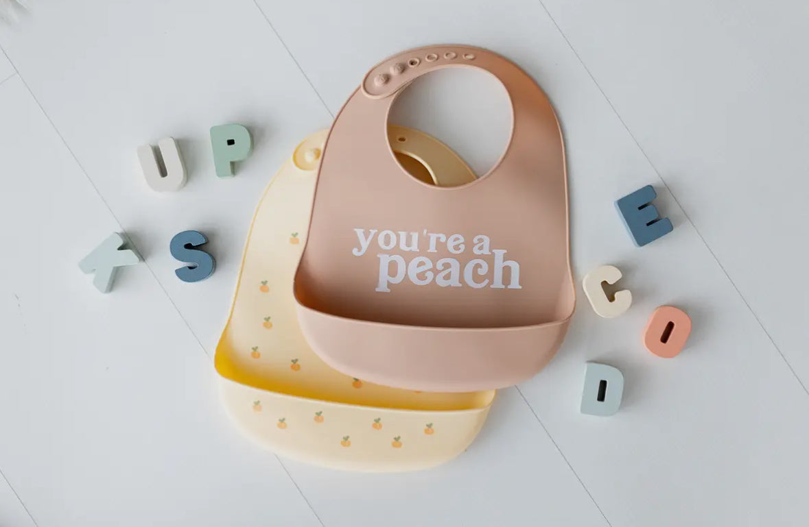 You’re A Peach Silicone Bib Set of 2