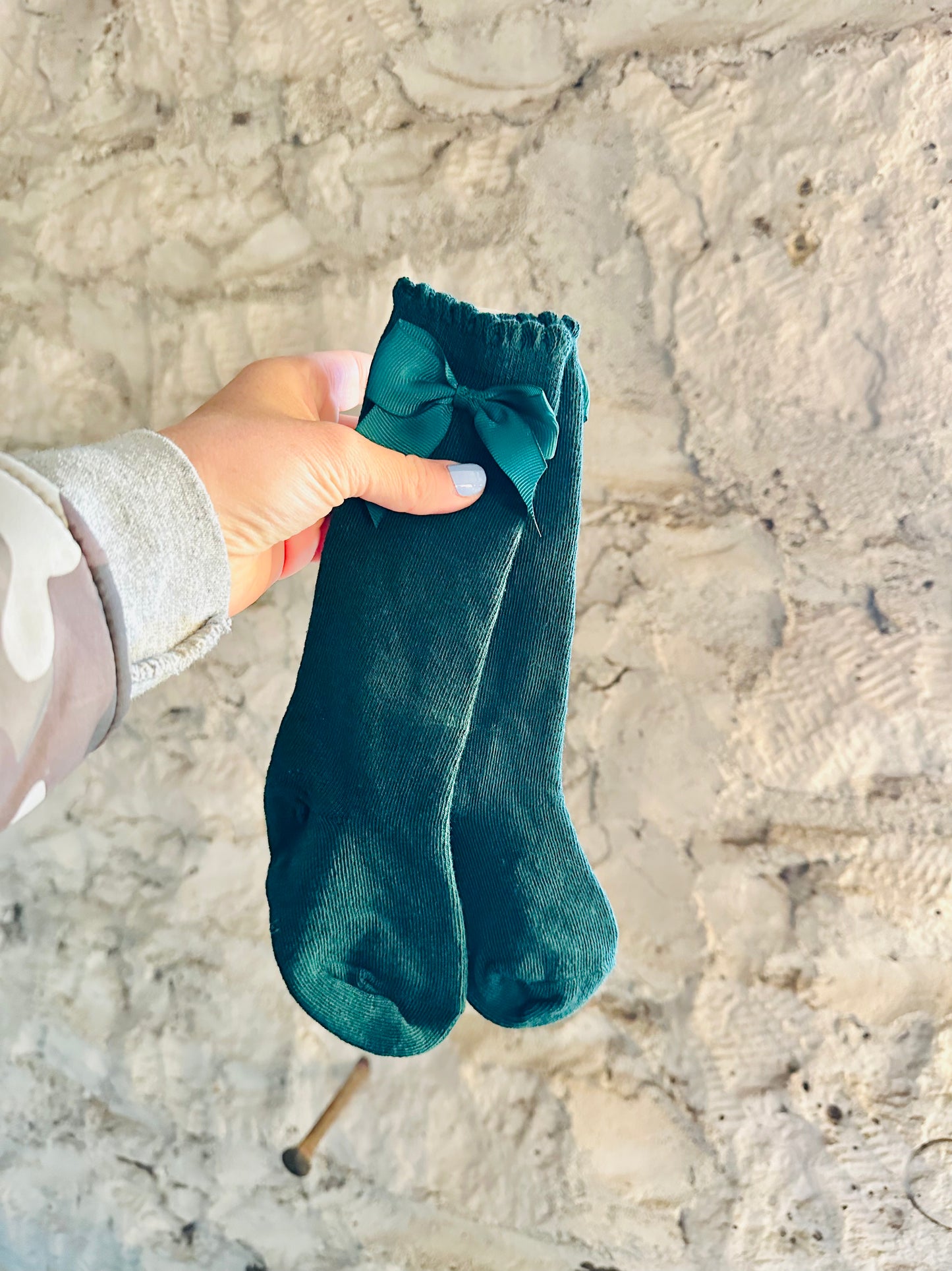 Vintage Green Bow Stockings/Socks RTS