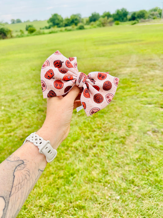 Cool Pumpkins Head Wrap Bow - New Born