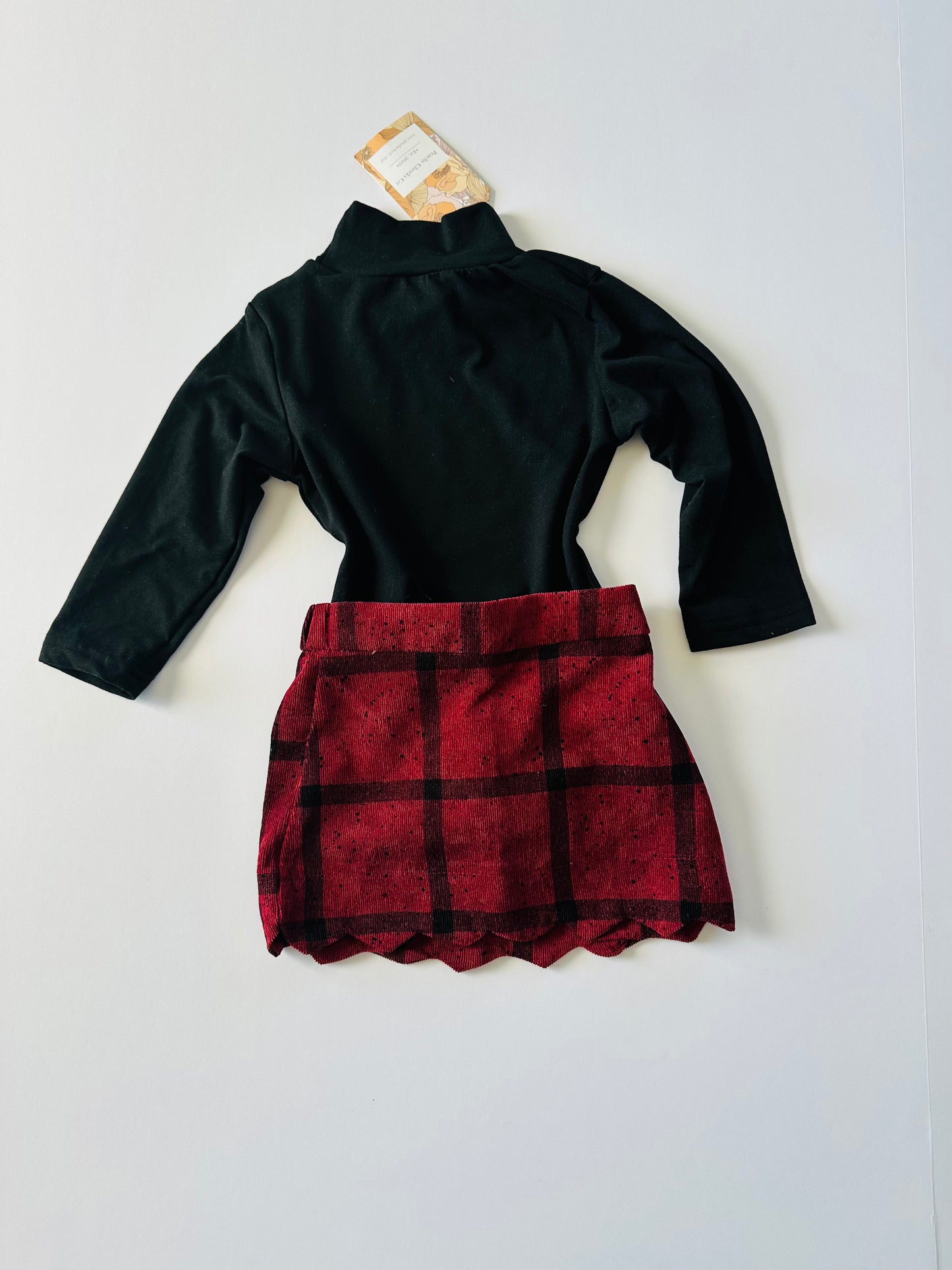 Maroon Velvet Skirt w/Scallop Hem 6/9M RTS