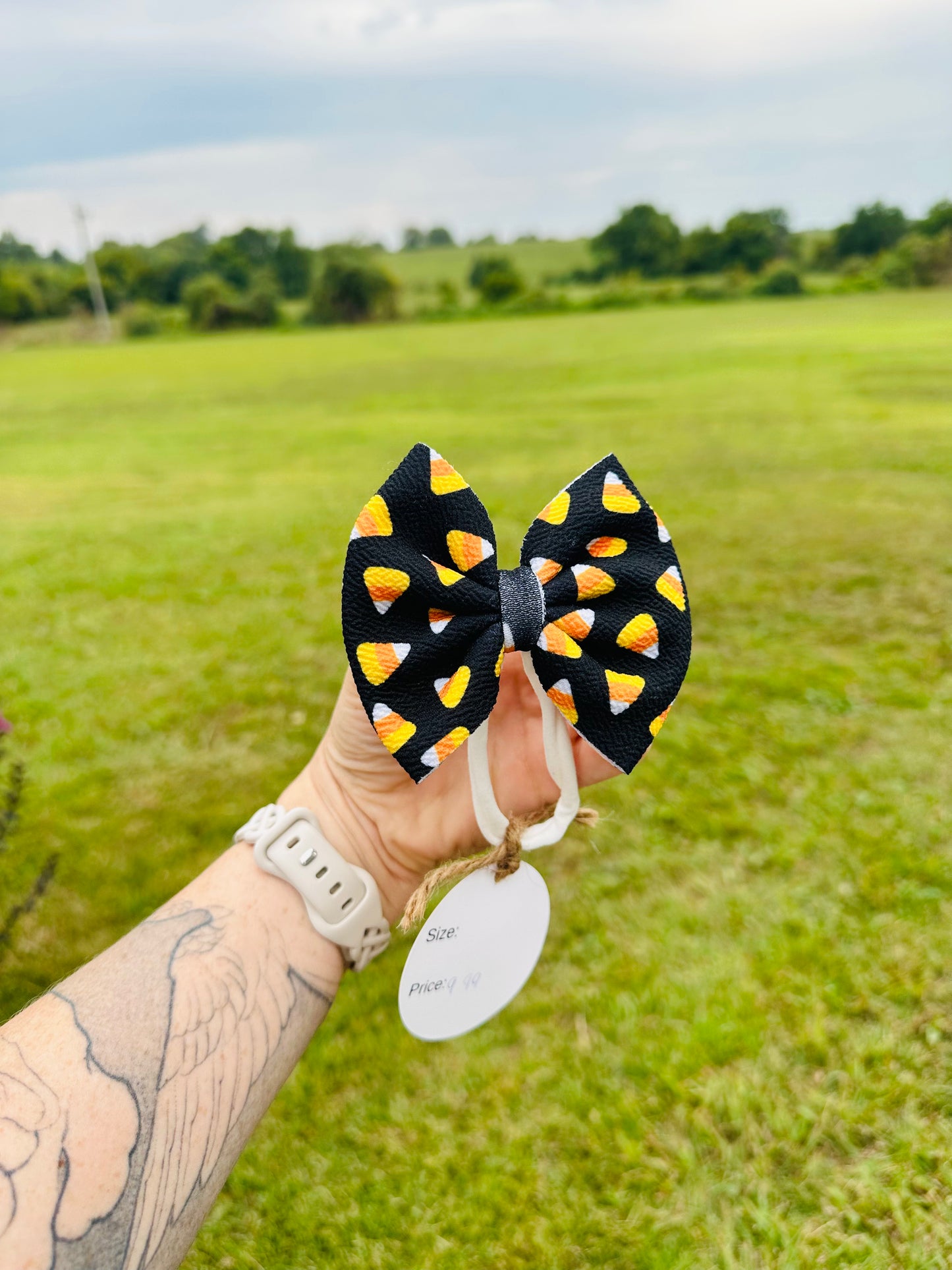 Candy Corn Bow on nylon- Infant