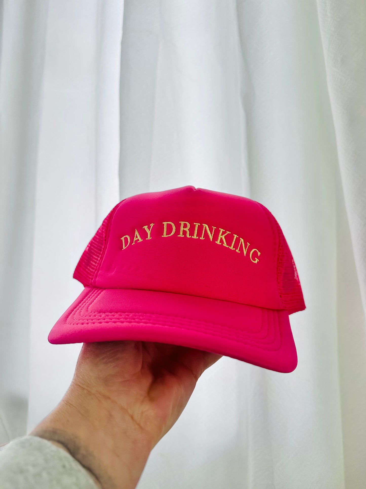 Day Drinking Embroidered Trucker Hat RTS