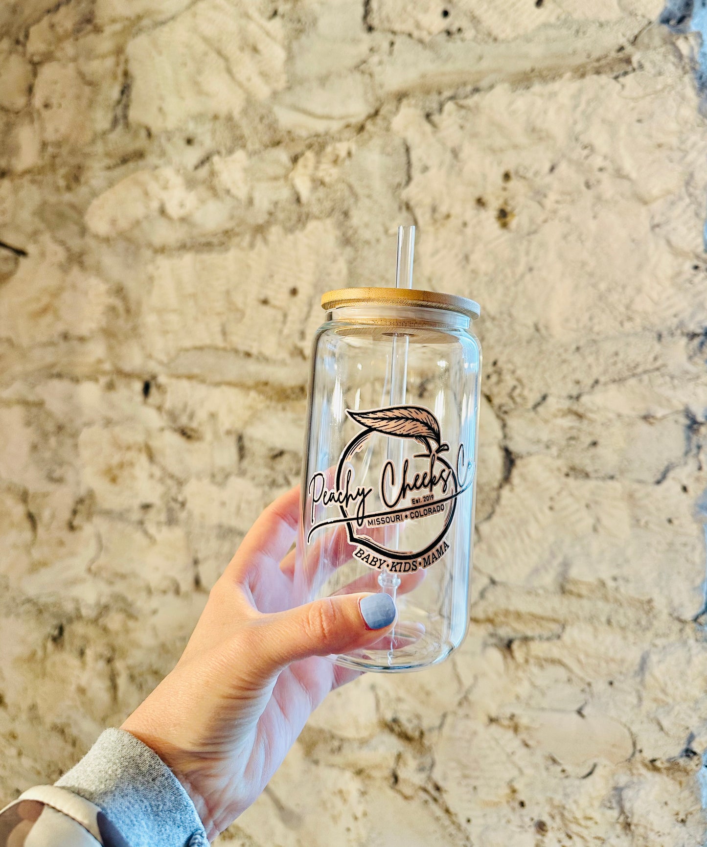 16 oz Peachy Glass Tumbler RTS