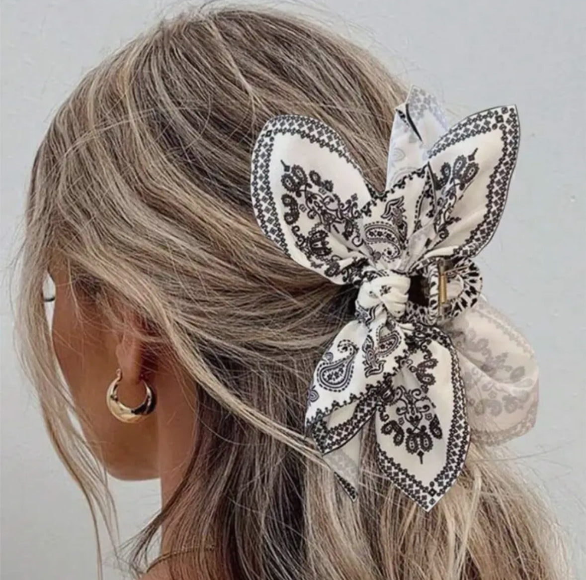 Ivory Boho Bandana Claw Clip RTS