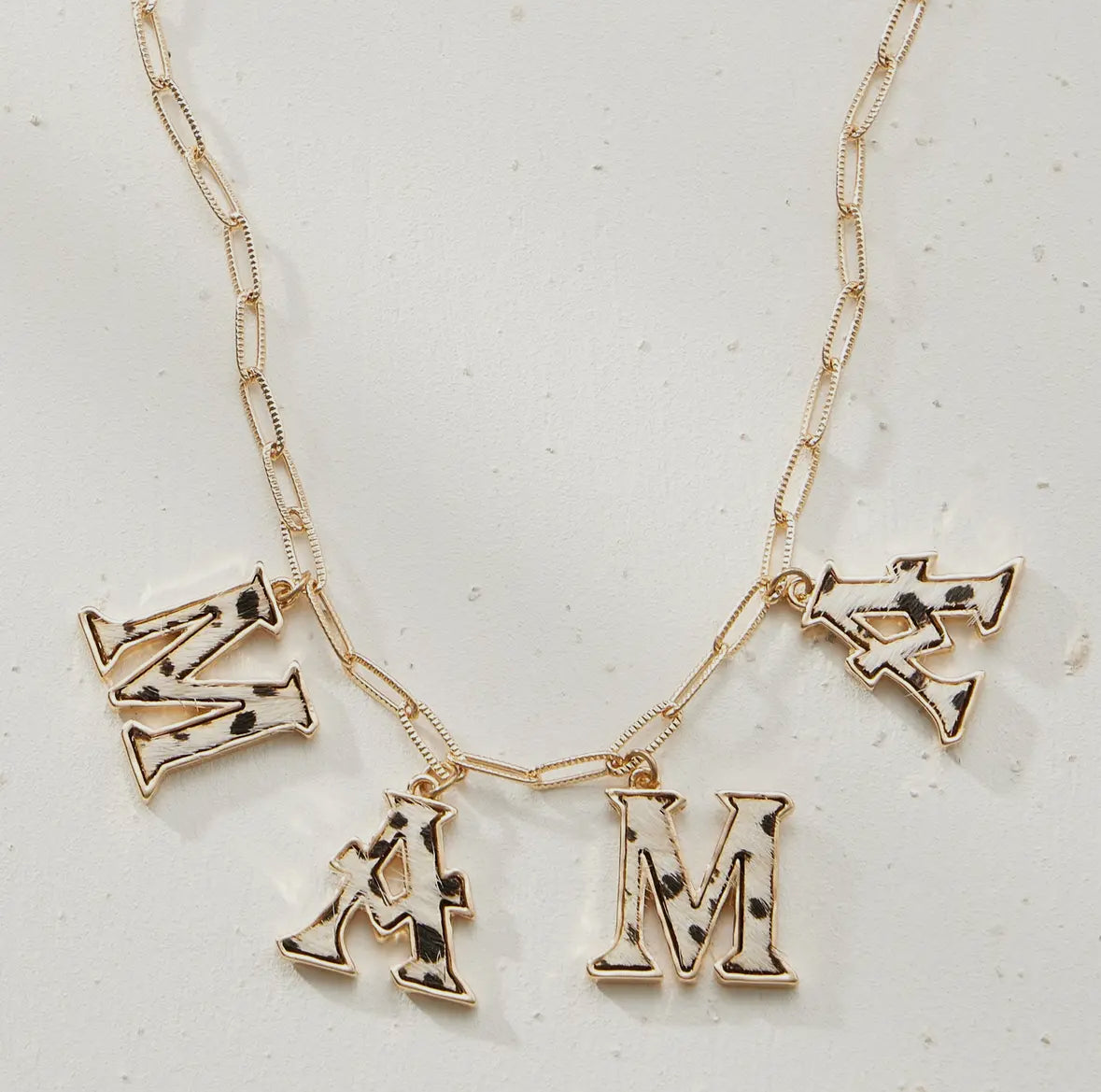 Genuine Leather Animal Print Western Mama / Love Necklace RTS