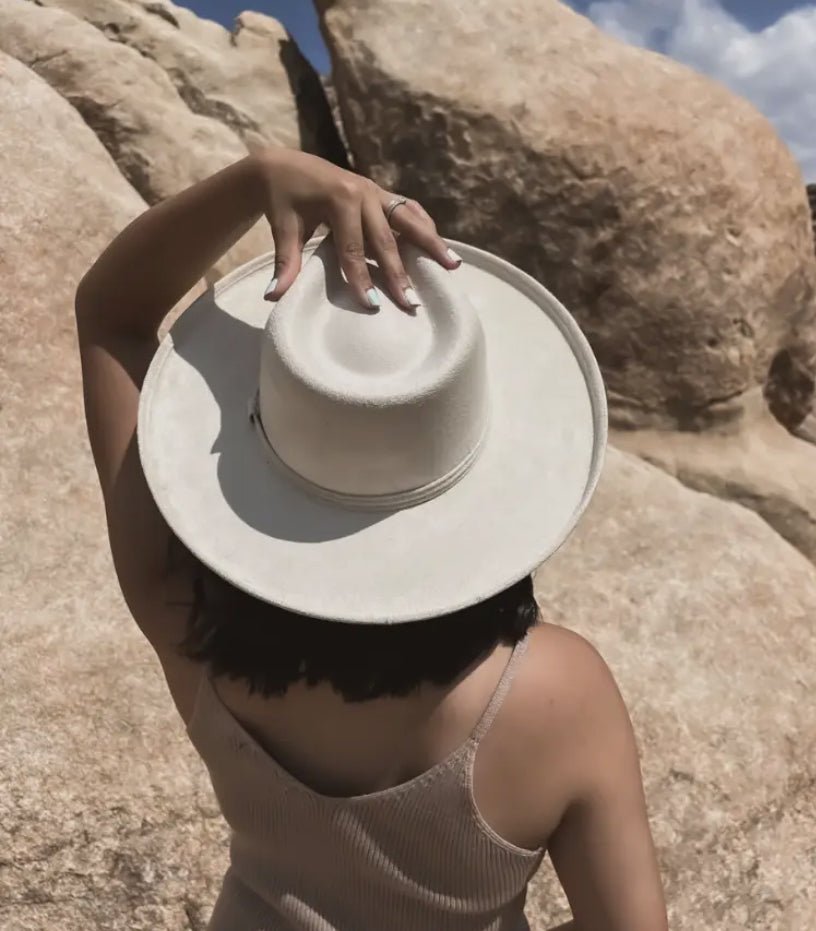 Tan Pencil Curl Stiff Brim Hat RTS