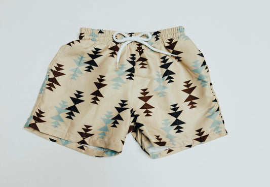 Ivory Aztec Swim Trunks