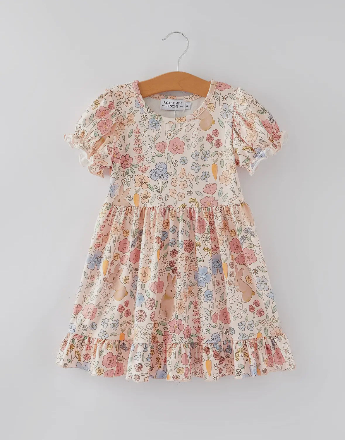 Delicate Floral Bunny Smocked Dress RTS