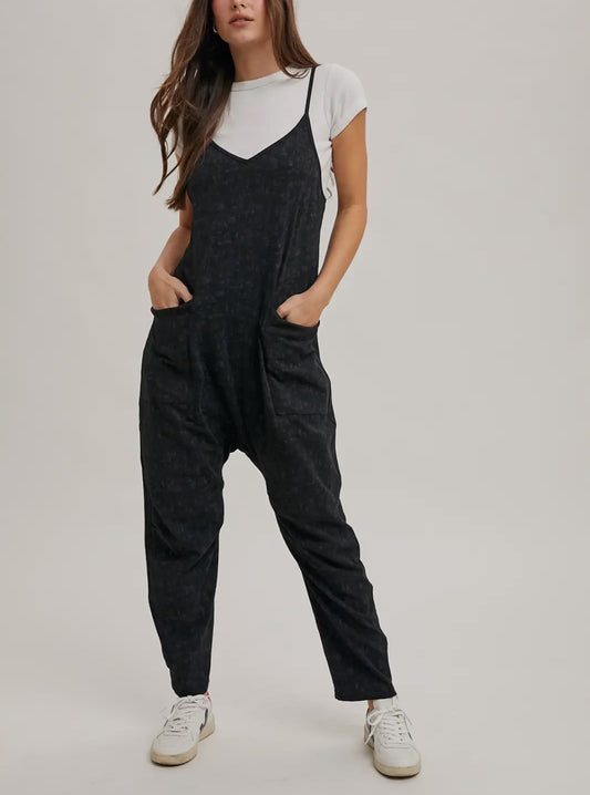 Ash Black Acid Wash Jumpsuit RTS