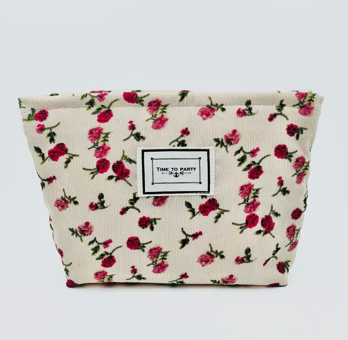 Corduroy Floral Travel / Makeup Bag