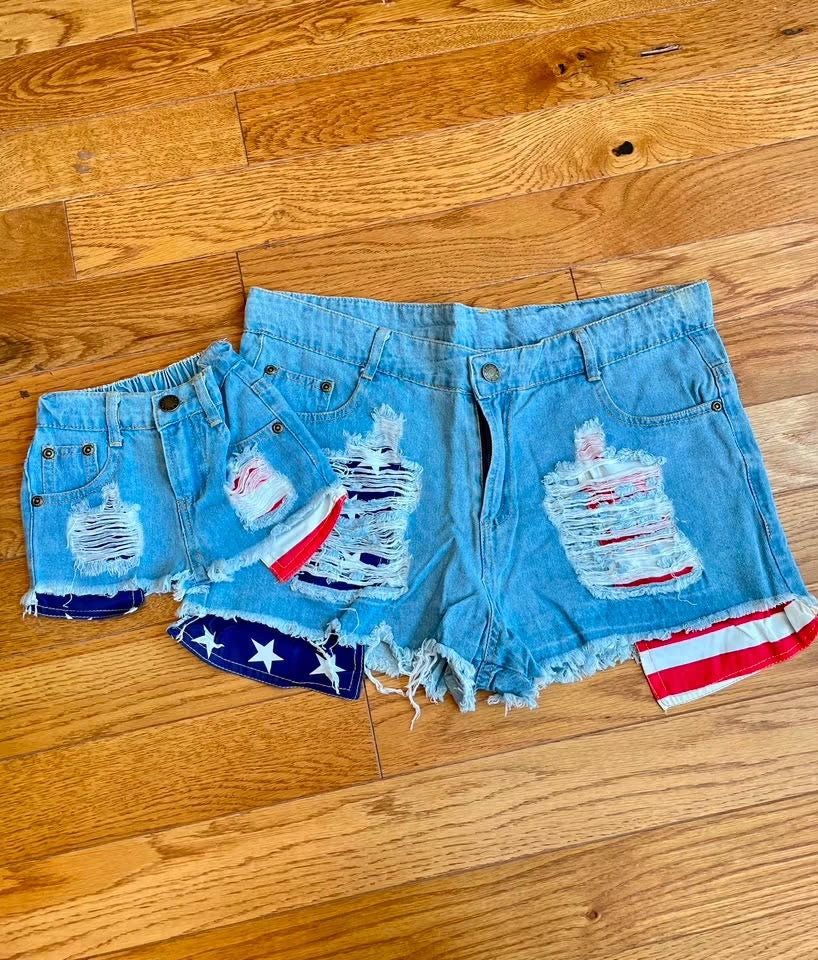 Patriotic Pocket Shorts Stretch Denim - Kids