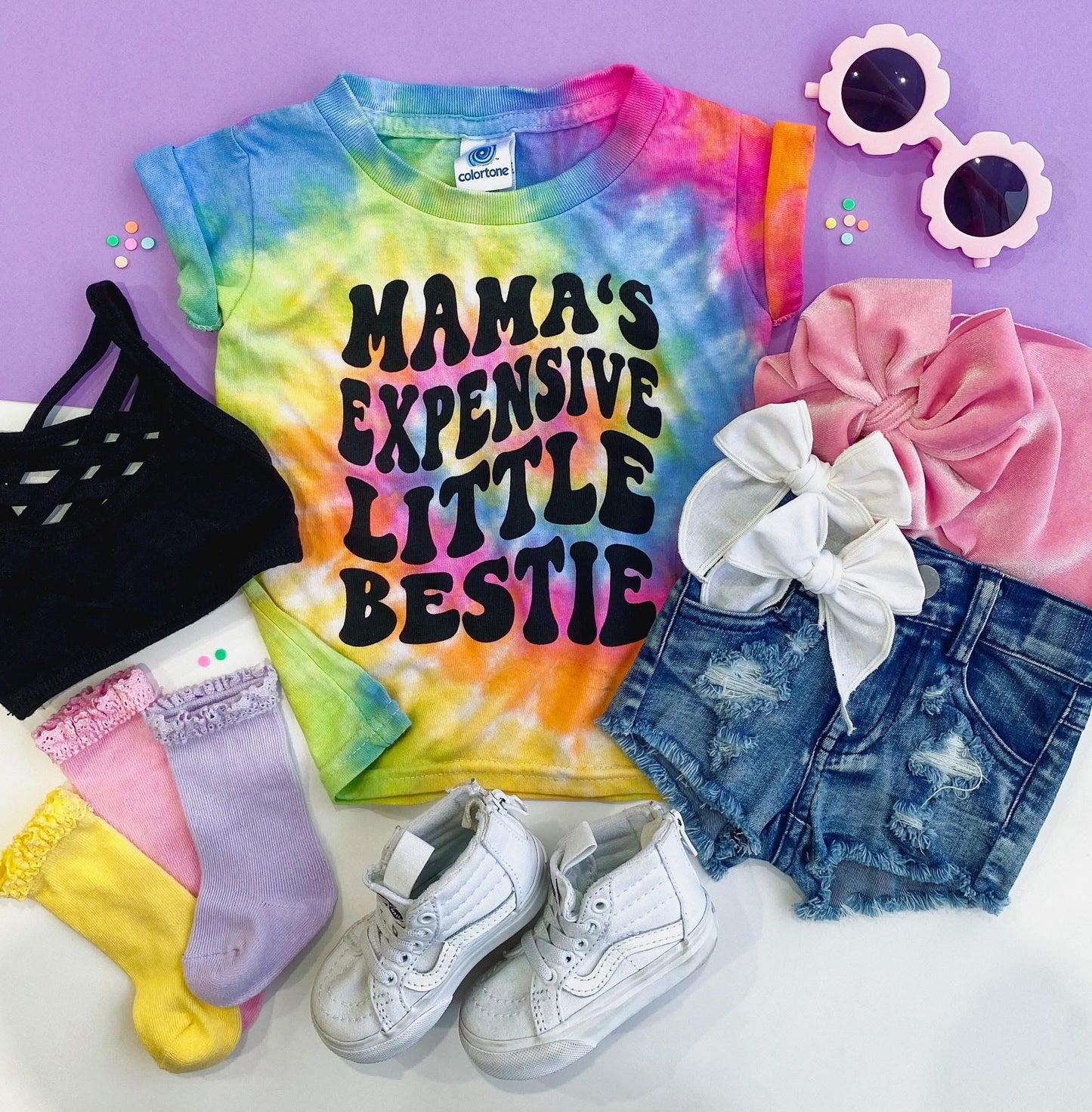 Mama’s Expensive Little Bestie Tie Dye Tee RTS