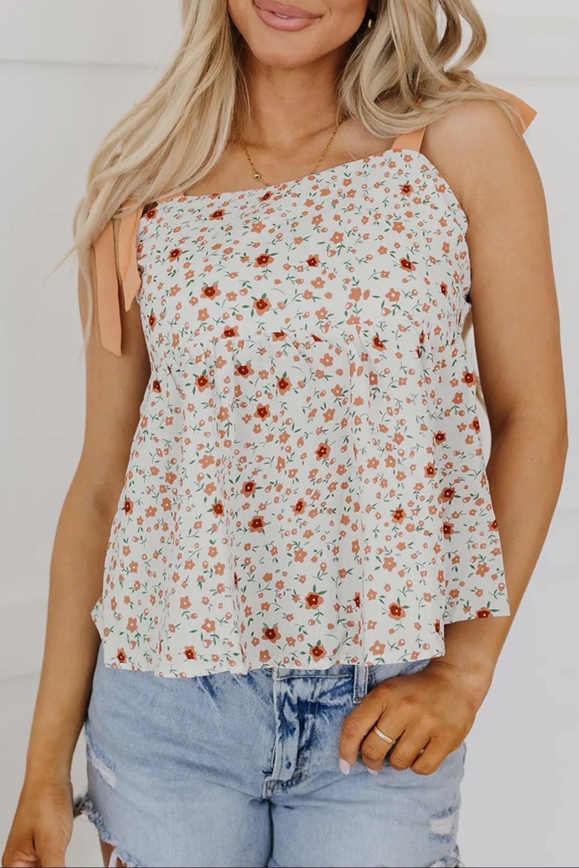 Alyssa All Tied Up Floral Babydoll Tank RTS