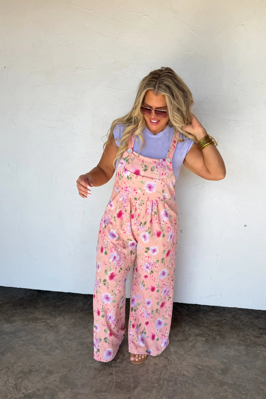 Pink Floral Overalls
