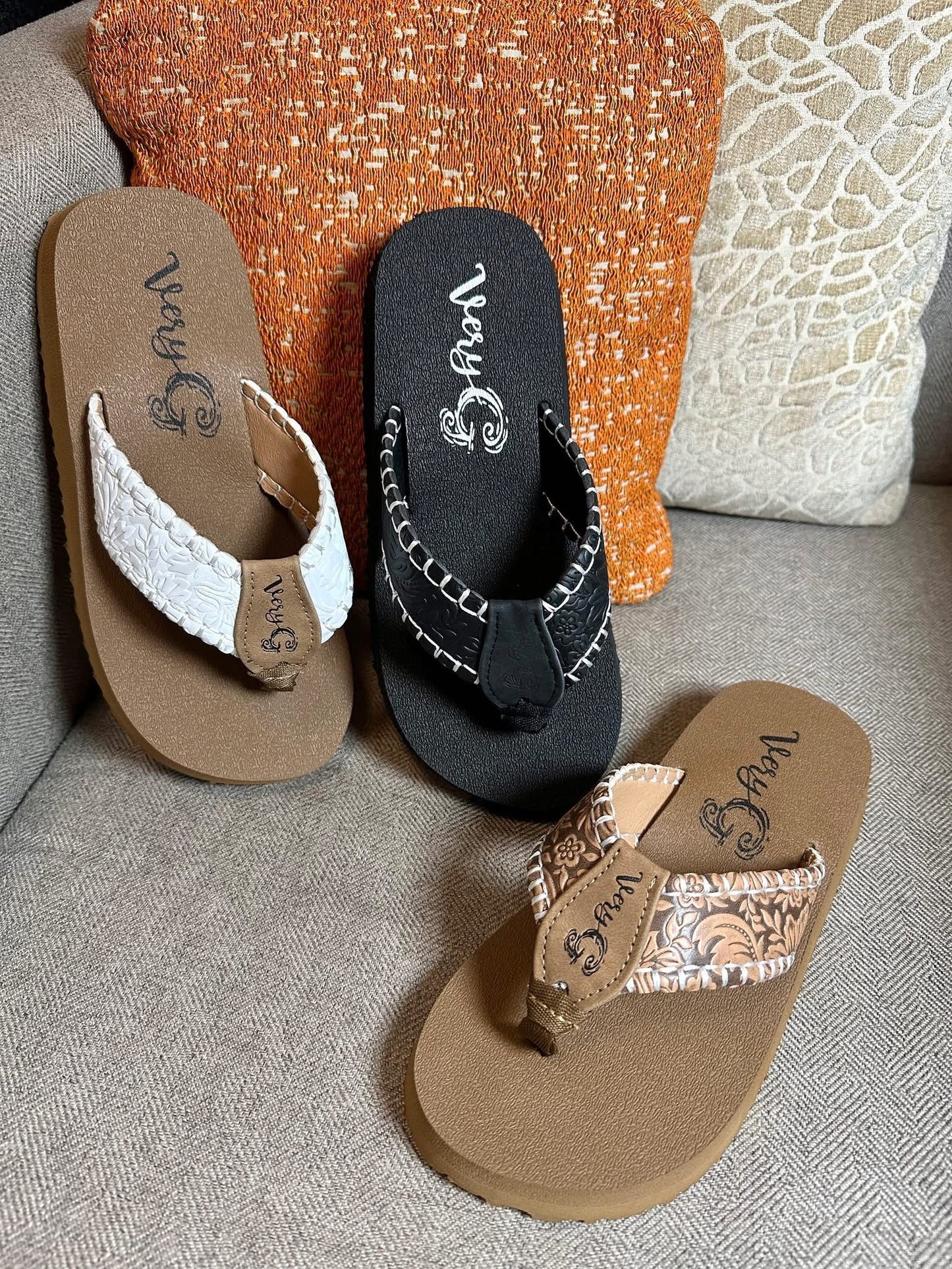 Patsy Cline Tooled Flip Flops