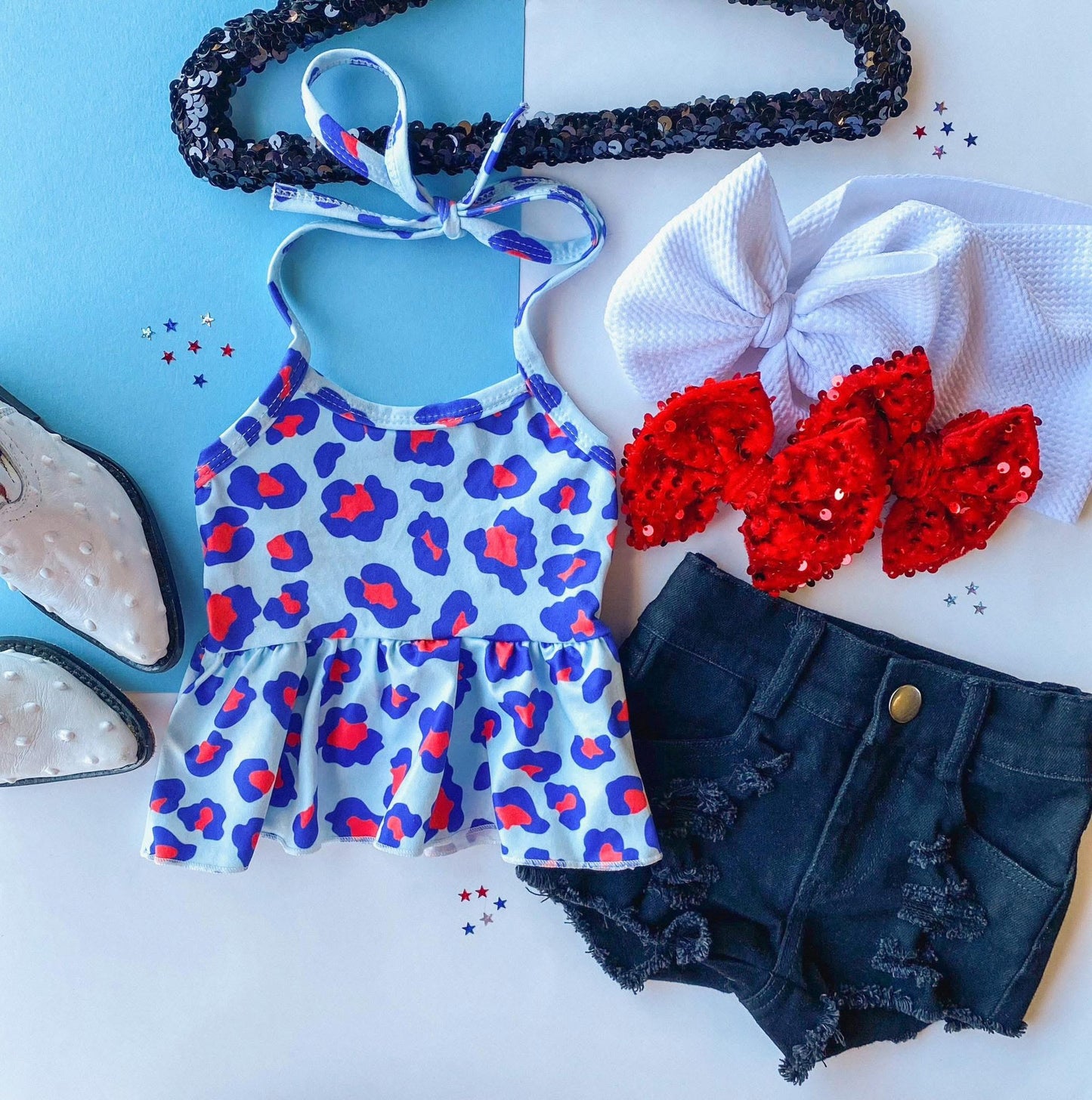 Red White & Blue Halter Peplum RTS