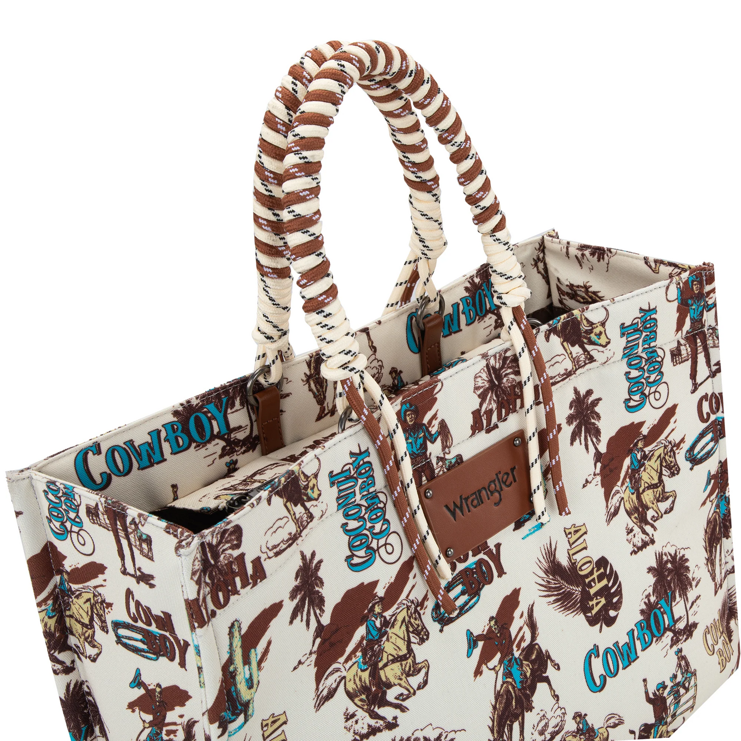 Ivory Coconut Cowboy Wrangler Canvas Tote RTS