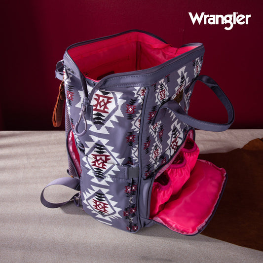 Aztec Lavender Wrangler Bag / Diaper Bag - Hot Pink Interior